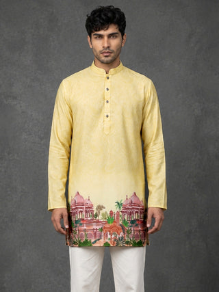 Cotton Blend Ethnic Printed Short Kurta