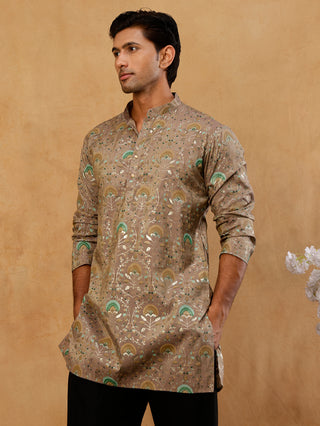 Silk Blend Foil Print Kurta for Men