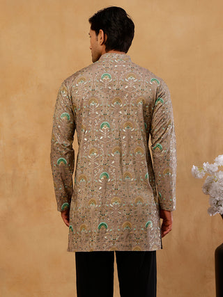 Silk Blend Foil Print Kurta for Men