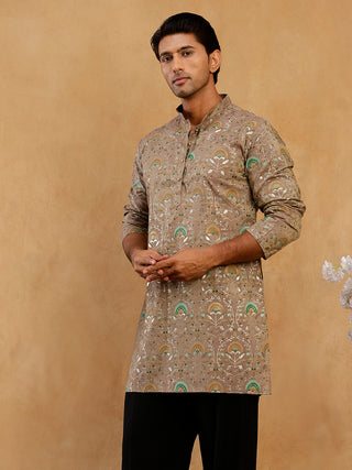 Silk Blend Foil Print Kurta for Men