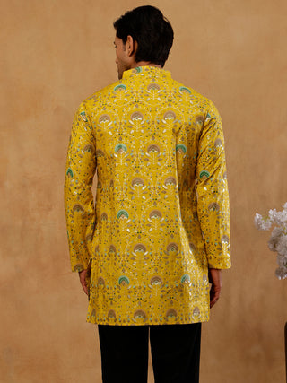 Silk Blend Foil Print Kurta for Men