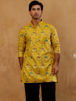 Silk Blend Foil Print Kurta for Men