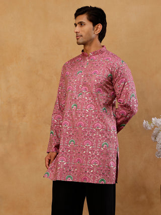 Silk Blend Foil Print Kurta for Men