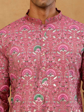 Silk Blend Foil Print Kurta for Men