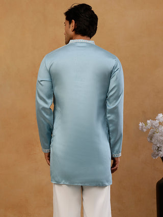 Men's Silk Blend Embroidered Kurta