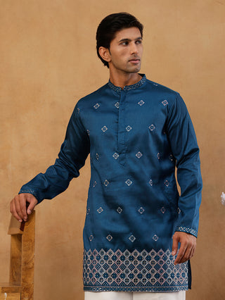 Silk Blend Embroidered Kurta