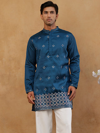 Silk Blend Embroidered Kurta