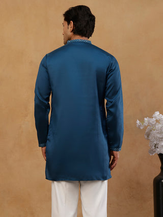Silk Blend Embroidered Kurta