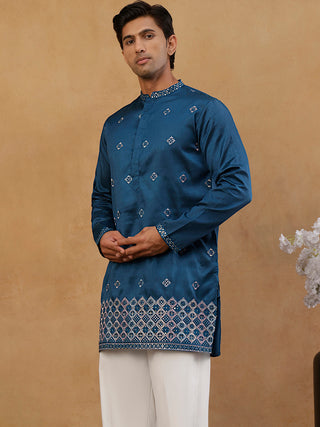 Silk Blend Embroidered Kurta