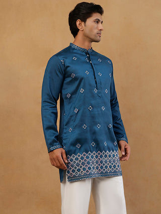 Silk Blend Embroidered Kurta