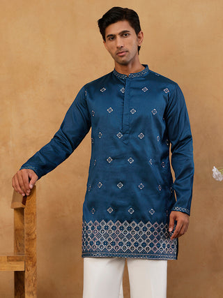 Silk Blend Embroidered Kurta
