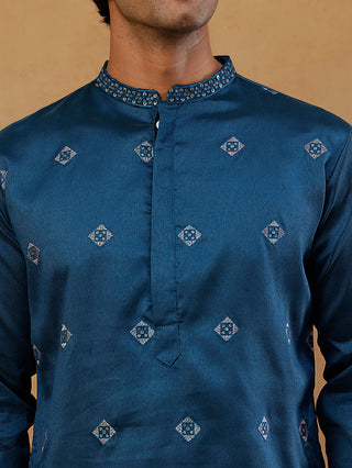 Silk Blend Embroidered Kurta