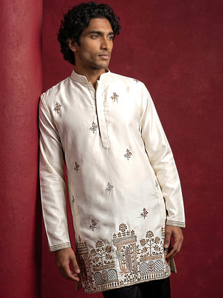 Silk Blend Embroidered Kurta