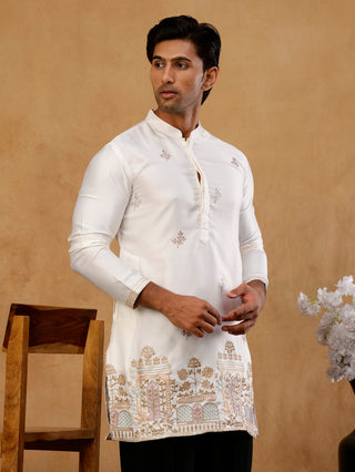 Silk Blend Embroidered Kurta for Men