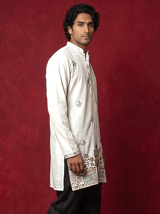 Silk Blend Embroidered Kurta