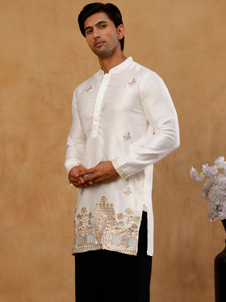 Silk Blend Embroidered Kurta for Men