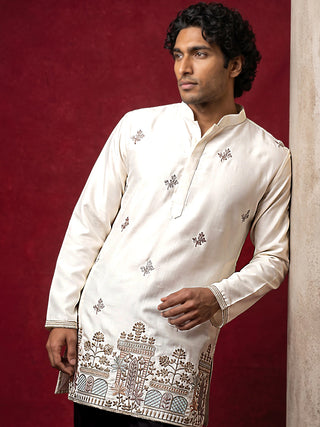 Silk Blend Embroidered Kurta