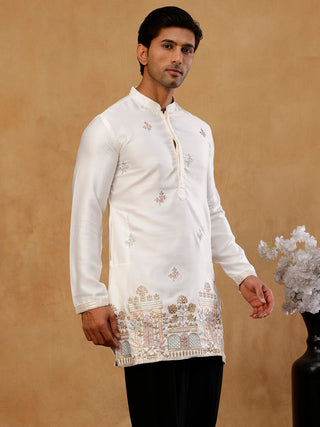 Silk Blend Embroidered Kurta for Men