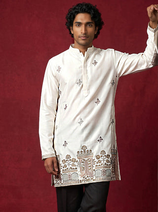 Silk Blend Embroidered Kurta