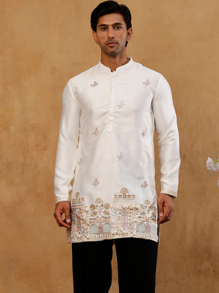 Silk Blend Embroidered Kurta for Men