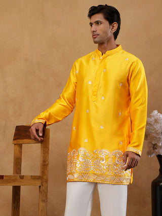 Silk Blend Embroidered Kurta