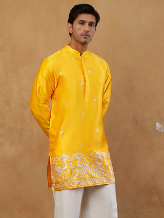 Silk Blend Embroidered Kurta