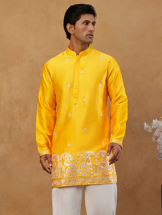Silk Blend Embroidered Kurta