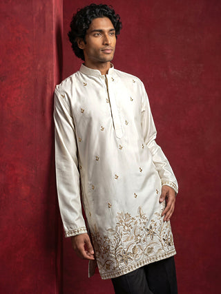 Silk Blend Embroidered Kurta