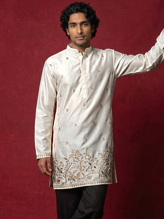 Silk Blend Embroidered Kurta