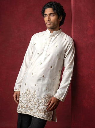 Silk Blend Embroidered Kurta