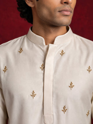 Silk Blend Embroidered Kurta