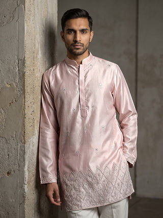 Men Designer Silk Blend Embroidered Kurta