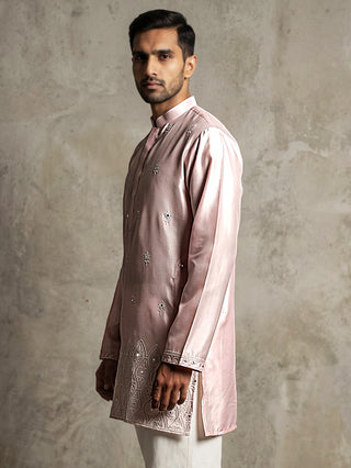 Men Designer Silk Blend Embroidered Kurta