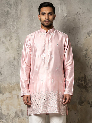 Men Designer Silk Blend Embroidered Kurta