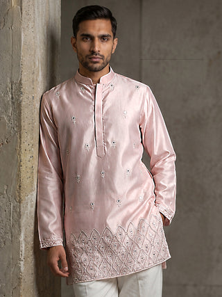 Men Designer Silk Blend Embroidered Kurta
