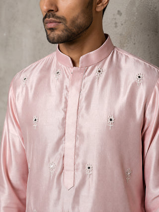 Men Designer Silk Blend Embroidered Kurta