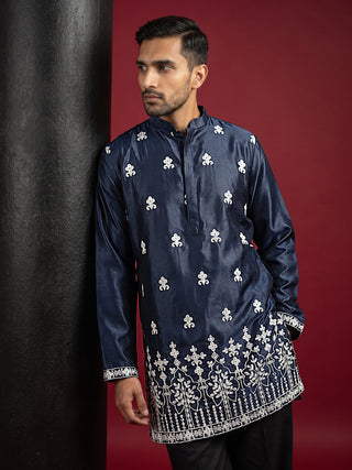 Men Ethnic Silk Blend Embroidered Kurta