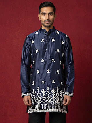 Men Ethnic Silk Blend Embroidered Kurta