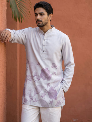Cotton Blend Floral Printed Kurta