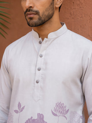 Cotton Blend Floral Printed Kurta
