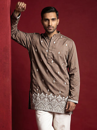 Cotton Blend Ethnic Embroidered Kurta