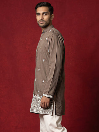 Cotton Blend Ethnic Embroidered Kurta
