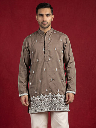 Cotton Blend Ethnic Embroidered Kurta