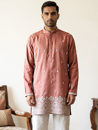 Cotton Blend Ethnic Embroidered Kurta