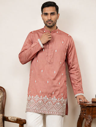 Cotton Blend Ethnic Embroidered Kurta