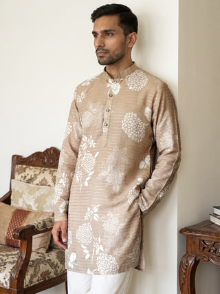 Cotton Blend Printed & Thread Work Kurta