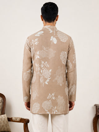 Cotton Blend Printed & Thread Work Kurta