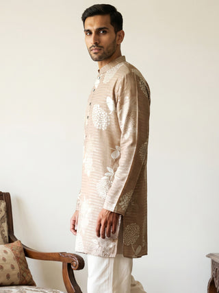 Cotton Blend Printed & Thread Work Kurta