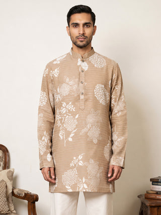 Cotton Blend Printed & Thread Work Kurta