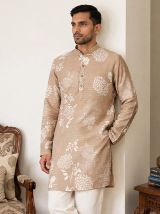 Cotton Blend Printed & Thread Work Kurta